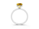 White gold Princess Cut Yellow Sapphire Solitaire Ring with Thin Band and Prong Setting_15