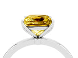 White gold Princess Cut Yellow Sapphire Solitaire Ring with Thin Band and Prong Setting_16