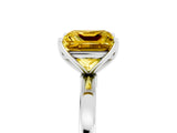 White gold Princess Cut Yellow Sapphire Solitaire Ring with Thin Band and Prong Setting_17