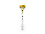 White gold Princess Cut Yellow Sapphire Solitaire Ring with Thin Band and Prong Setting_38