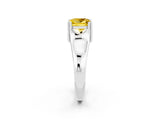 White gold Princess Cut Yellow Sapphire Solitaire Ring with Wide Band and Prong Setting_26