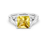 White gold Princess Cut Yellow Sapphire Solitaire Twist Band Prong Setting Ring_84
