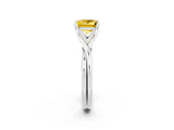 White gold Princess Cut Yellow Sapphire Solitaire Twist Band Prong Setting Ring_86