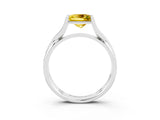 White gold Princess Cut Yellow Sapphire Solitaire Twist Band Prong Setting Ring_87