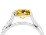 White gold Princess Cut Yellow Sapphire Solitaire Twist Band Prong Setting Ring_88