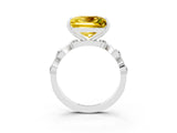 White gold Princess Cut Yellow Sapphire Solitaire Twisted Band with Round  Accents and Prong Setting_15
