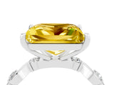 White gold Princess Cut Yellow Sapphire Solitaire Twisted Band with Round  Accents and Prong Setting_16