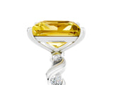 White gold Princess Cut Yellow Sapphire Solitaire Twisted Band with Round  Accents and Prong Setting_17