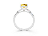 White gold Princess Cut Yellow Sapphire Solitaire with Side Baguettes and Channel Set Band_27