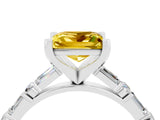 White gold Princess Cut Yellow Sapphire Solitaire with Side Baguettes and Channel Set Band_28