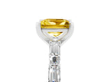 White gold Princess Cut Yellow Sapphire Solitaire with Side Baguettes and Channel Set Band_29