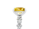 White gold Princess Cut Yellow Sapphire Solitaire with Side Stones, Pave Band, Four-Prong Setting_65