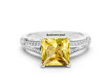 White gold Princess Cut Yellow Sapphire Split Shank Engagement Ring with Pavé Band_24