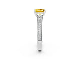 White gold Princess Cut Yellow Sapphire Split Shank Engagement Ring with Pavé Band_26