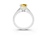 White gold Princess Cut Yellow Sapphire Split Shank Engagement Ring with Pavé Band_27