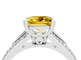 White gold Princess Cut Yellow Sapphire Split Shank Engagement Ring with Pavé Band_28