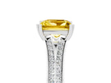 White gold Princess Cut Yellow Sapphire Split Shank Engagement Ring with Pavé Band_29