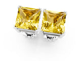 Silver 0.63 Carat Princess Yellow Sapphire Stud Earrings