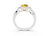 White gold Princess Cut Yellow Sapphire Three-Stone Ring with Pavé Split Shank and Four-Prong Setting_27