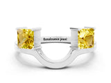 White gold Princess Cut Yellow Sapphire Two-Stone Open Band Ring with Four-Prong Setting_18
