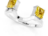 White gold Princess Cut Yellow Sapphire Two-Stone Open Band Ring with Four-Prong Setting_19
