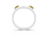 White gold Princess Cut Yellow Sapphire Two-Stone Open Band Ring with Four-Prong Setting_21