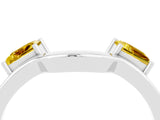 White gold Princess Cut Yellow Sapphire Two-Stone Open Band Ring with Four-Prong Setting_22
