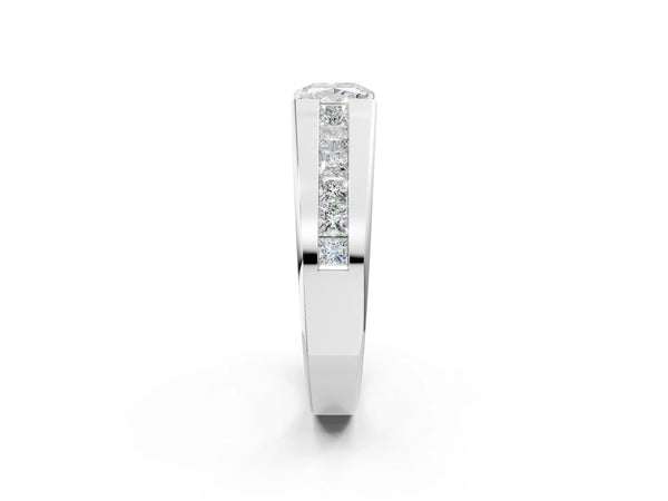 White gold Princess Diamond Channel Set Mens Ring