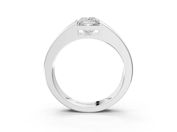 Silver Princess Diamond Channel Set Mens Ring