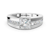White gold Princess Diamond Channel Set Mens Ring