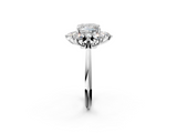 White gold Princess Diamond Cluster Halo Ring with Solitaire Band and Four-Prong Setting_22