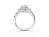 White gold Princess Diamond Cluster Halo Ring with Solitaire Band and Four-Prong Setting_23