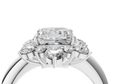 White gold Princess Diamond Cluster Halo Ring with Solitaire Band and Four-Prong Setting_23