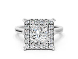 White gold Princess Diamond Cluster Halo Solitaire with Four-Prong Setting_77