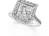 White gold Princess Diamond Cluster Halo Solitaire with Four-Prong Setting_78