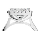 White gold Princess Diamond Cluster Halo Solitaire with Four-Prong Setting_81