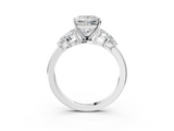 White gold Princess Diamond Cluster Leaf Design Ring with Prong Setting_87