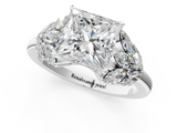 White gold Princess Diamond Cluster Leaf Design Ring with Prong Setting_92