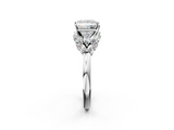 White gold Princess Diamond Cluster Leaf Design Ring with Prong Setting_93