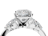 White gold Princess Diamond Cluster Leaf Design Ring with Prong Setting_95