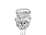 White gold Princess Diamond Cluster Leaf Design Ring with Prong Setting_95