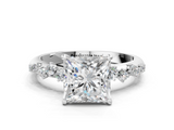 White gold Princess Diamond Cluster Prong-Set Solitaire Ring_62