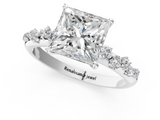 White gold Princess Diamond Cluster Prong-Set Solitaire Ring_63