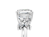 White gold Princess Diamond Floral Cluster Ring with Solitaire Band and Prong Setting_90