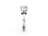 White gold Princess Diamond Floral Cluster Ring with Solitaire Band and Prong Setting_91