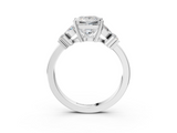 White gold Princess Diamond Floral Cluster Ring with Solitaire Band and Prong Setting_92