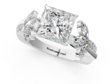 White gold Princess Diamond Floral Vine Solitaire Engagement Ring_24