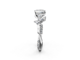 White gold Princess Diamond Floral Vine Solitaire Engagement Ring_25