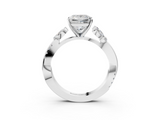 White gold Princess Diamond Floral Vine Solitaire Engagement Ring_26