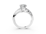 White gold Princess Diamond Halo Ring with Marquise and Pavé Band in Prong Setting_129
